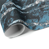 ティール(緑がかった色)ブルーとシルバーの大理石テクスチャルック ラッピングペーパー (ロールコーナー)