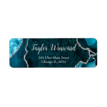 ティール（緑がかった色）ブルーとシルバーアガテマーブルバースデーパーティー