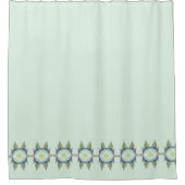 ティール（緑がかった色）ブルーとパープル シャワーカーテン (正面)