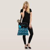 ティール（緑がかった色）ブルーとブラックのトレンディー離れの名前 トートバッグ (モデル)