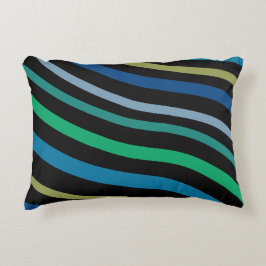 ティール（緑がかった色）ブルーとブラック アクセントクッション
