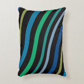 ティール(緑がかった色)ブルーとブラック アクセントクッション (正面(垂直))