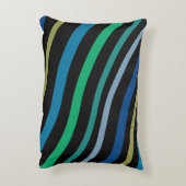 ティール(緑がかった色)ブルーとブラック アクセントクッション (裏面(縦))