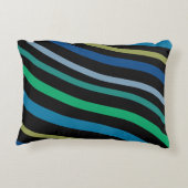 ティール(緑がかった色)ブルーとブラック アクセントクッション (裏面)