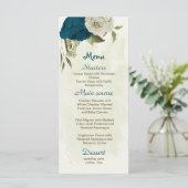 ティール（緑がかった色）ブルーとベージュの花ボタニッ結婚クス メニュー (スタンド正面)