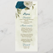 ティール（緑がかった色）ブルーとベージュの花ボタニッ結婚クス メニュー (正面)