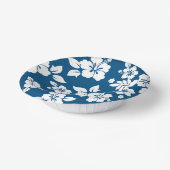 ティール（緑がかった色）ブルーとホワイトハイビスカス ペーパーボウル (傾斜あり)