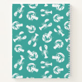 ティール（緑がかった色）ブルーとホワイトロブスタープリント ノートブック (裏面)