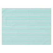 ティール（緑がかった色）ブルーとホワイト風化した外観ストライプの テーブルクロス (正面(横))