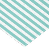ティール（緑がかった色）ブルーとホワイト風化した外観ストライプの テーブルクロス (アングル)