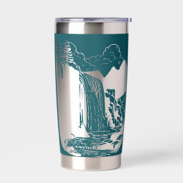 ティール（緑がかった色）ブルーとマイナス宇宙水秋 保温保冷タンブラー