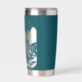 ティール（緑がかった色）ブルーとマイナス宇宙水秋 保温保冷タンブラー (背面)