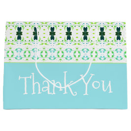 ティール（緑がかった色）ブルーとライムグリーン ラージペーパーバッグ