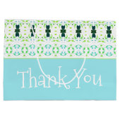 ティール（緑がかった色）ブルーとライムグリーン ラージペーパーバッグ (裏面)