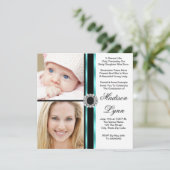 ティール(緑がかった色)ブルーと今の写真の卒業 招待状 (スタンド正面)