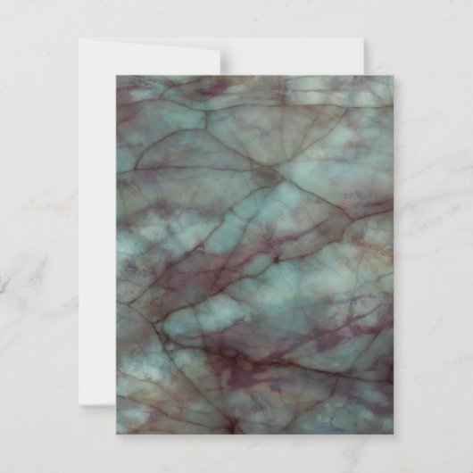 ティール(緑がかった色)ブルーと紫の蛍石大理石 招待状 (正面)