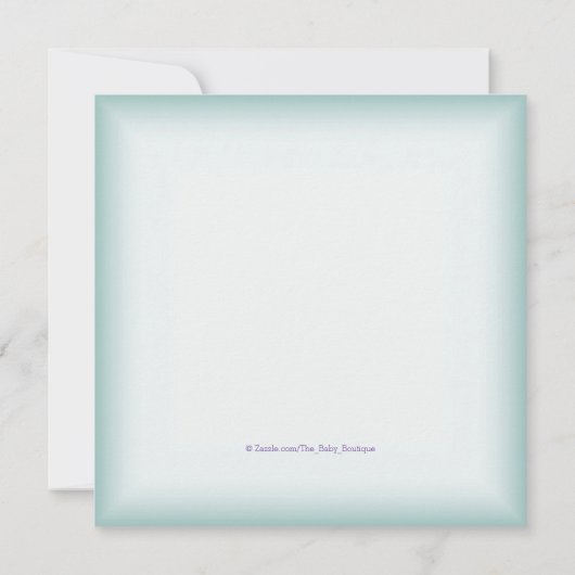 ティール（緑がかった色）ブルーと紫の赤ちゃんシャワー 招待状 (裏面)