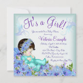 ティール（緑がかった色）ブルーと紫の赤ちゃんシャワー 招待状 (正面)