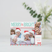 ティール（緑がかった色）ブルーと赤メリーと明るい写真 シーズンポストカード (スタンド正面)