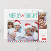 ティール（緑がかった色）ブルーと赤メリーと明るい写真 シーズンポストカード (正面/裏面)