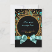 ティール(緑がかった色)ブルーと金ゴールドありがとう サンキューカード (裏面)