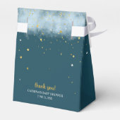 ティール(緑がかった色)ブルーと金ゴールドが月の赤ちゃんシャワーを浴びる フェイバーボックス (裏面サイド)