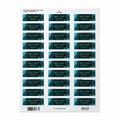 ティール(緑がかった色)ブルーと金ゴールドアガテマーブル結婚ズ ラベル (フルシート)