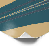 ティール（緑がかった色）ブルーと金ゴールドエレガントモダン抽象芸術 ポスター (コーナー)