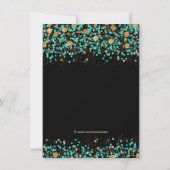 ティール(緑がかった色)ブルーと金ゴールドキンセアニェラ 招待状 (裏面)