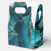 ティール(緑がかった色)ブルーと金ゴールドグリッターアゲート フェイバーボックス (オープン)