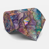 ティール(緑がかった色)ブルーと金ゴールドグリッター瑪瑙ネックタイ ネクタイ (ロール)