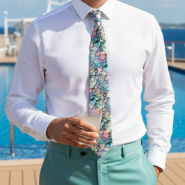 ティール（緑がかった色）ブルーと金ゴールドグリッター瑪瑙ネックタイ ネクタイ