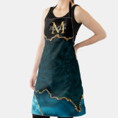 ティール(緑がかった色)ブルーと金ゴールドマーブルゲート エプロン (インサイチュ)