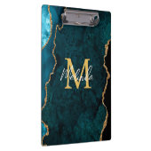 ティール（緑がかった色）ブルーと金ゴールドマーブルゲート クリップボード (右)