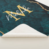 ティール（緑がかった色）ブルーと金ゴールドマーブルゲート シェルパブランケット (3/4)