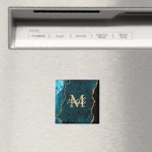 ティール(緑がかった色)ブルーと金ゴールドマーブルゲート マグネット (インサイチュ (食洗機))