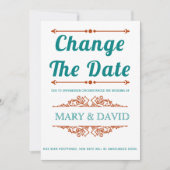 ティール(緑がかった色)ブルーと錆び日付発表の変更 セーブザデート (正面)