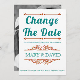 ティール（緑がかった色）ブルーと錆び日付発表の変更 セーブザデート