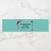 ティール（緑がかった色）ブルーのゴルファーがボールをテーマにした ペットボトルラベル (シングルラベル)