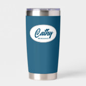 ティール（緑がかった色）ブルーの様式化結婚された花嫁のメイド 保温保冷タンブラー (正面)