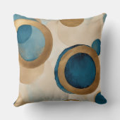 ティール(緑がかった色)ブルーの銅とベージュの円 クッション (裏面)