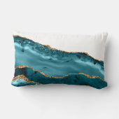 ティール（緑がかった色）ブルーアガテストーンゴールドフォイルルルランバーピロー ランバークッション (裏面)