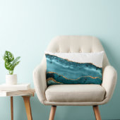 ティール（緑がかった色）ブルーアガテストーンゴールドフォイルルルランバーピロー ランバークッション (椅子)