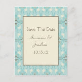 ティール（緑がかった色）ブルーアクアクリームフローラ保存日 案内ポストカード (正面)