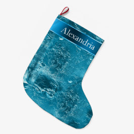 ティール（緑がかった色）ブルーアクアグラムクリスマス名 ラージクリスマスストッキング