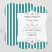 ティール（緑がかった色）ブルーアクアグレイ航海の結婚式招待状 招待状 (正面/裏面)