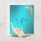 ティール(緑がかった色)ブルーアクアシーセルビーチ結婚式 招待状 (裏面)