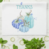 ティール(緑がかった色)ブルーアクアタウペパンプキンオータム秋 キッチンタオル (折り畳み)