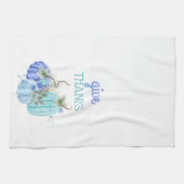 ティール(緑がかった色)ブルーアクアタウペパンプキンオータム秋 キッチンタオル (横)