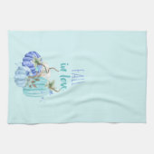 ティール（緑がかった色）ブルーアクアタウペパンプキンオータム秋 キッチンタオル (横)